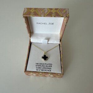 Rachel Zoe Gold Plated Sterling Silver Cubic Zirconia Clover Necklace